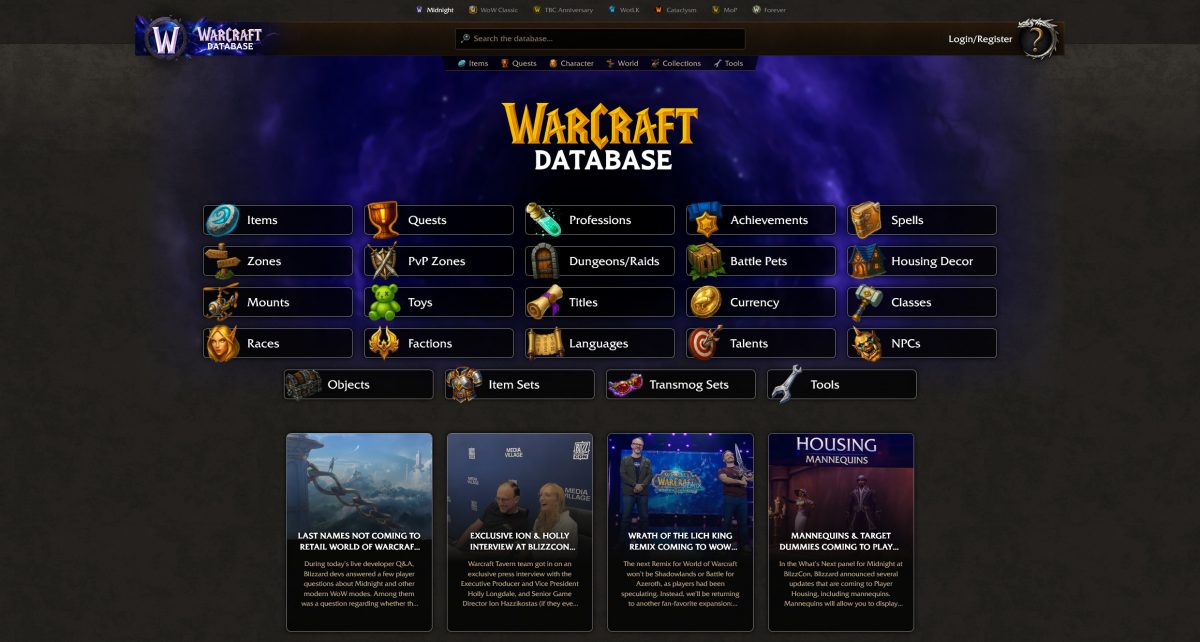 Warcraft DB - World of Warcraft Database